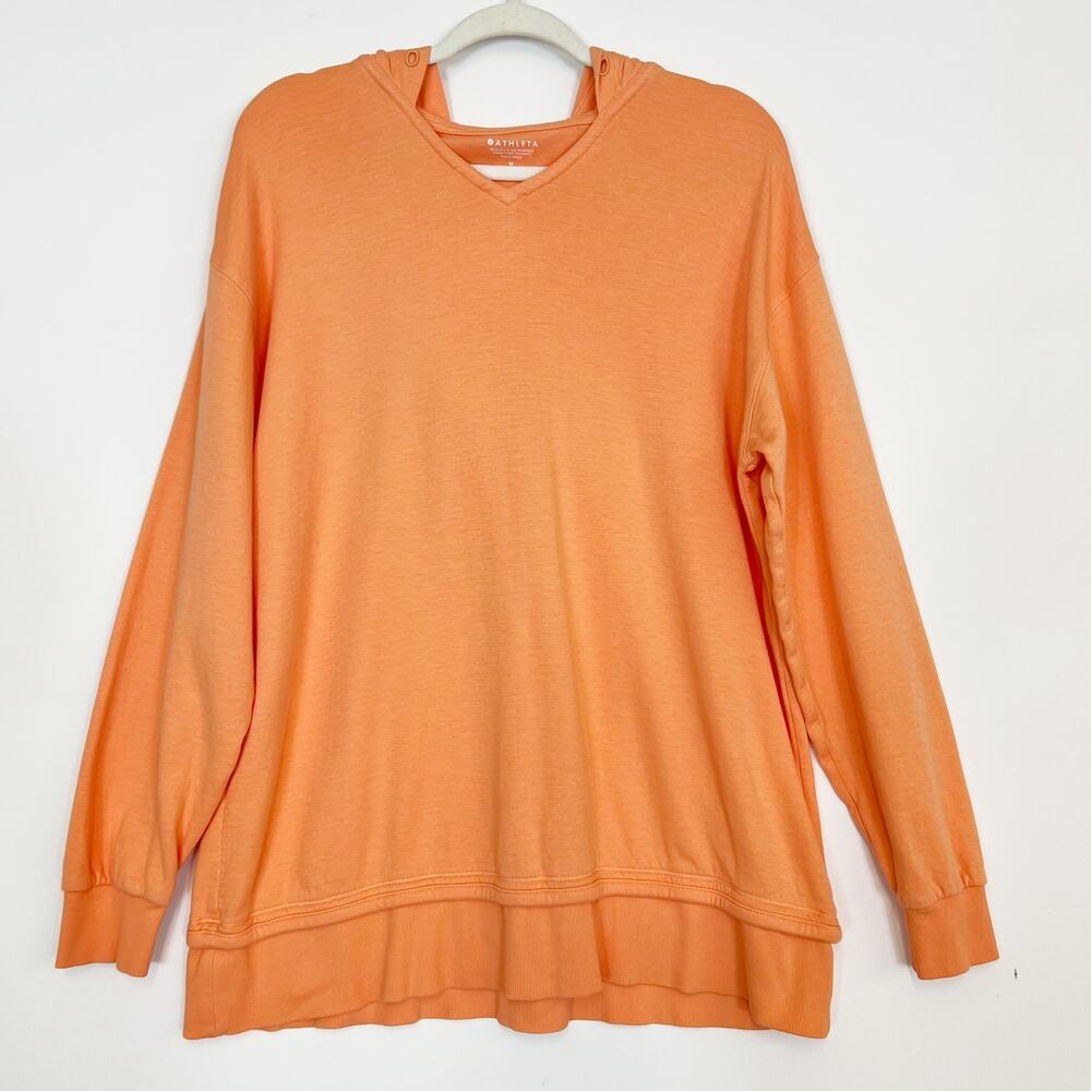 Athleta V-Neck Hoodie Peach Orange Women's Medium